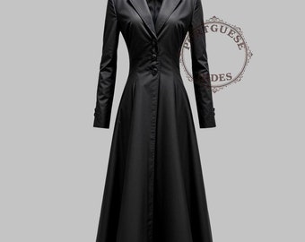 Handmade Black Sheep Leather Trench Coat: Custom Fit Winter Outerwear