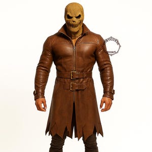 Handmade Brown Leather Trench Coat: Gothic Cosplay Overcoat