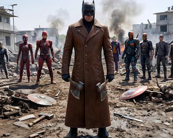 Men's Long Brown Leather Trench Coat - Dark Academia Goth Duster - Cosplay Event Costume