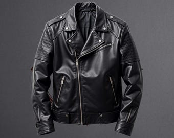 Handgefertigte Bikerjacke aus echtem schwarzem Leder - personalisierte Passform