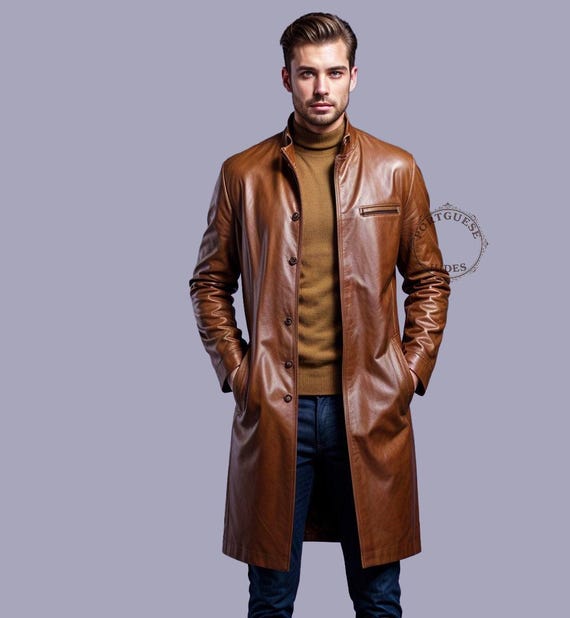 Genuine Leather Custom Made Leather Coats Men's Brown Leather