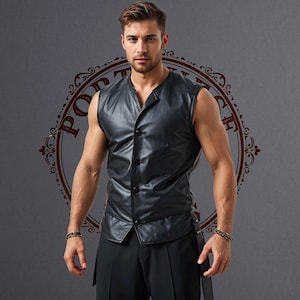 Handmade Lambskin Leather Vest: Classic Black Motorcycle Waistcoat
