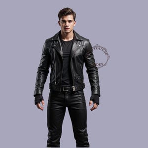 Blouson motard en cuir noir véritable pour homme - Blouson en cuir noir fait main pour homme - Blouson en cuir noir classique - Blouson en cuir personnalisé