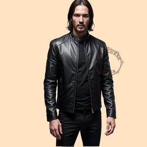 Blouson motard en cuir noir véritable pour homme - Blouson en cuir noir fait main pour homme - Blouson en cuir noir classique - Blouson en cuir personnalisé