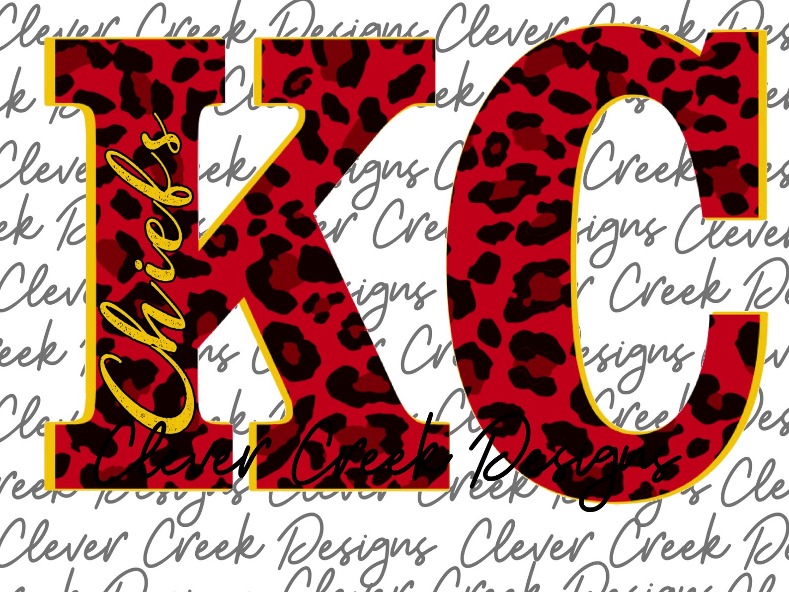 Red Leopard KC Letters Chiefs Ladies .PNG File Digital Etsy