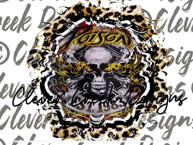 Sublimation .PNG Leopard Digital Download Skull 80/'s Hair Band