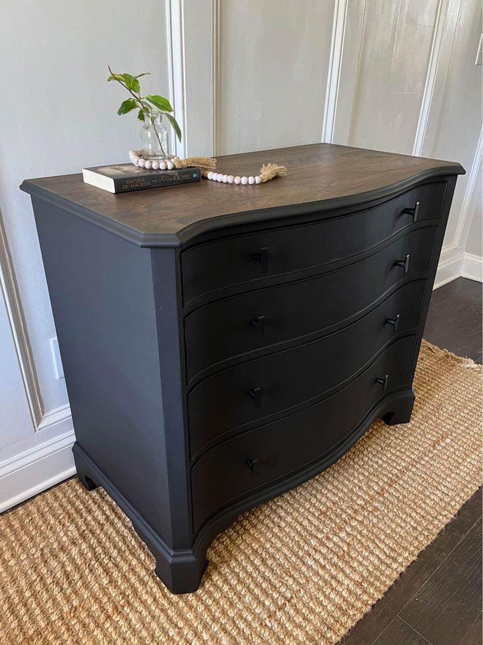 SOLD** Vintage Black 4 drawer Dresser Paint   Stain Combo Etsy