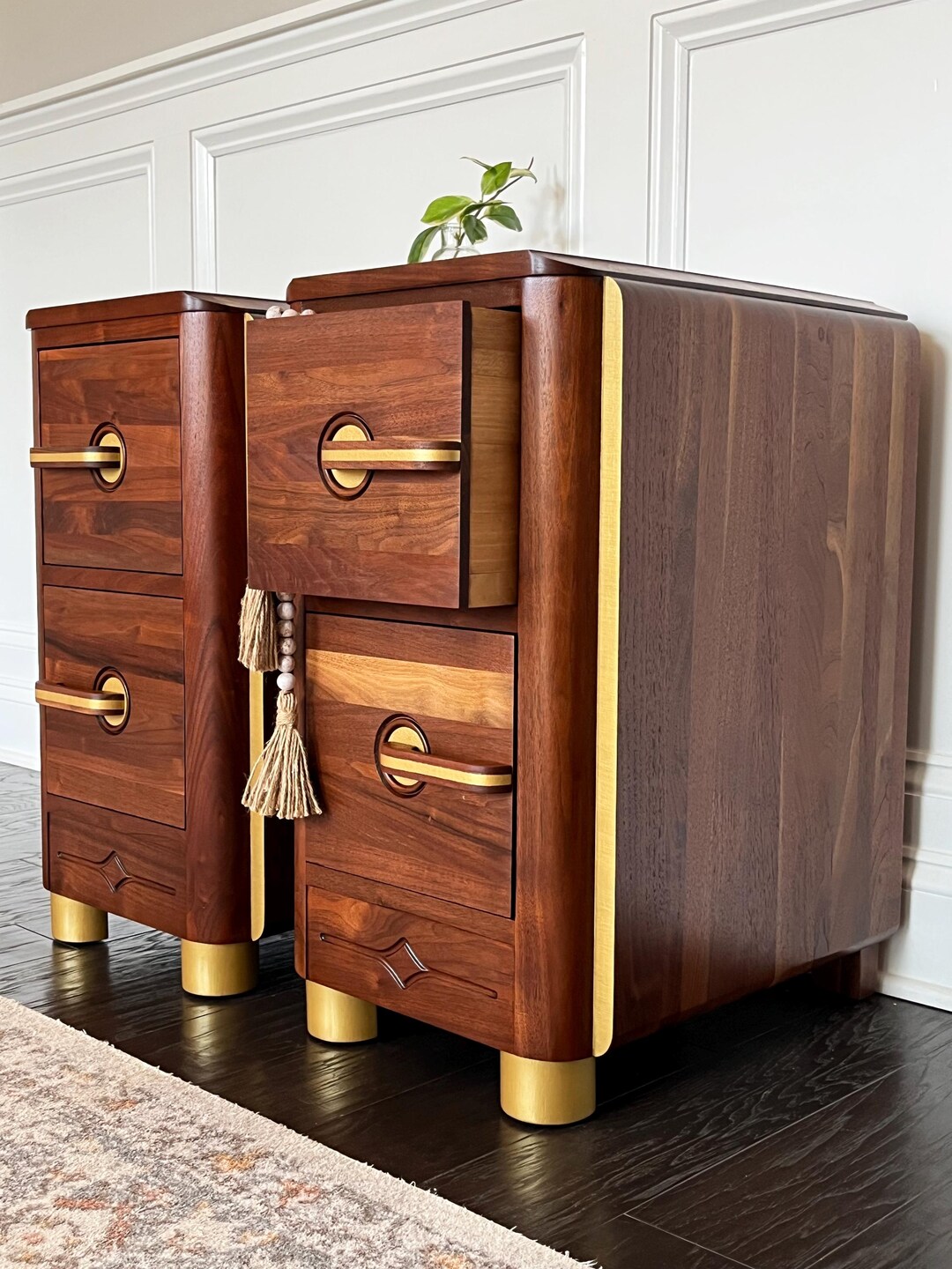 Sold**vintage, Art Deco Nightstands (pair) - Etsy - Vintage Door Decorative Decorative Decorative Nightstands