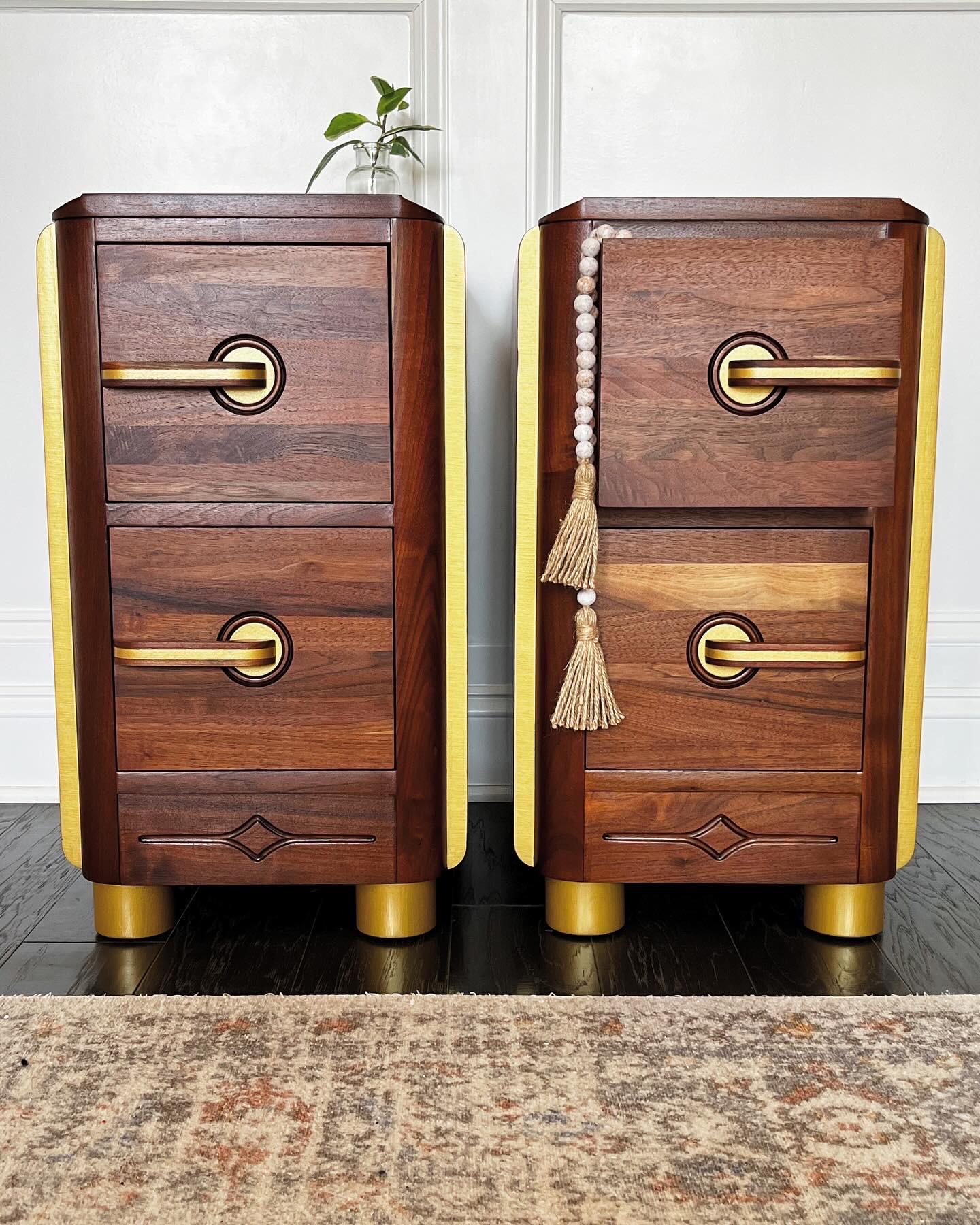 View of Sold**vintage, Art Deco Nightstands (pair) - Etsy