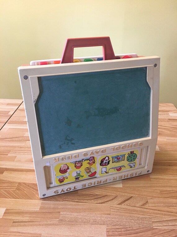 Vintage Fisher Price School Days Desk 1972 Chalkboard Learning Etsy