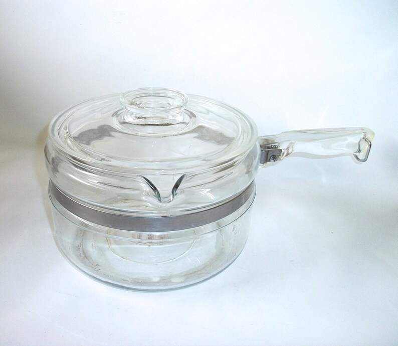 Vintage Pyrex Blue Flameware Glass Cooking Pot Glassware Etsy