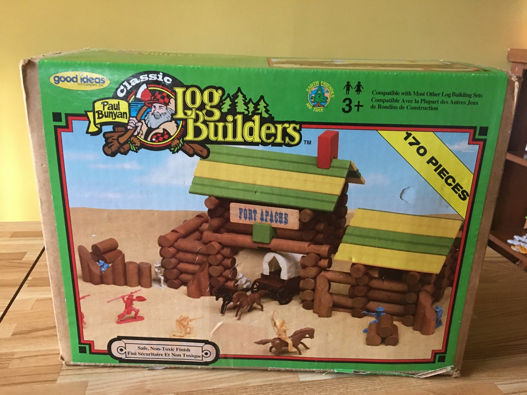 Paul Bunyan Log Builders Building Blocks Lincoln Logs Construction Set ...
