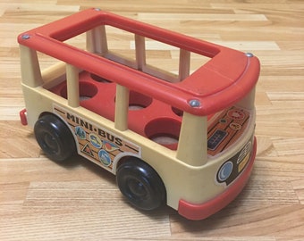 Vintage Fisher Price School Mini Bus for Little People