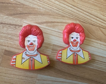 2 Vintage Ronald McDonald Magnets 1985