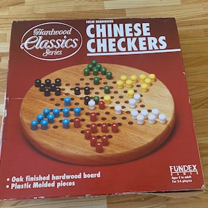 Vintage Oak finished Hardwood Chinese Checkers Board Game