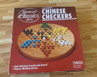Vintage Oak finished Hardwood Chinese Checkers Board Game