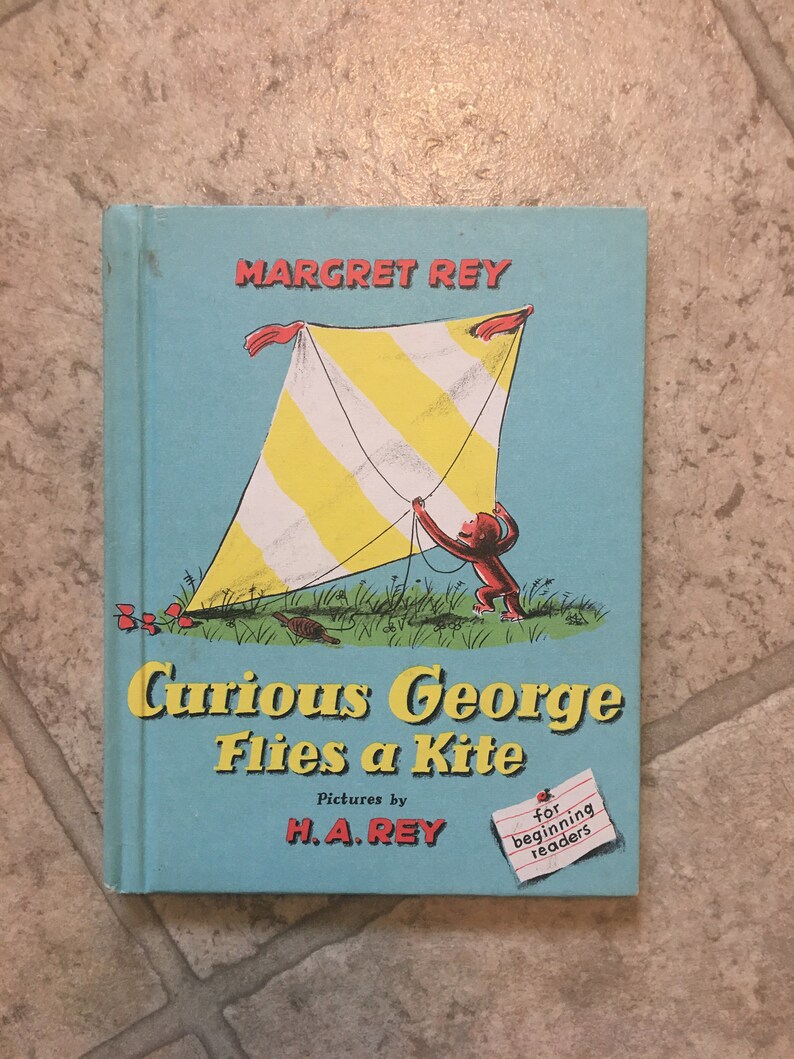 Curious Flies a Kite Children's Vintage Book 1958 Etsy