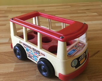Vintage Fisher Price School Mini Bus for Little People