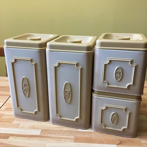 Vintage Aluminum Canister Set Mustard Yellow