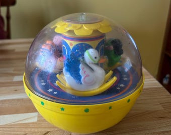 Vintage Fisher Price Musical Roly Poly Chime Ball Baby Toy for Children