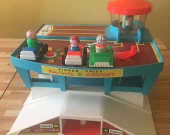 Vintage Fisher Price Airport Playset Vintage Play Family Airport for Children