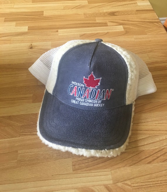 Vintage Molson Canadian Hat Cap Fur Lining New Condition