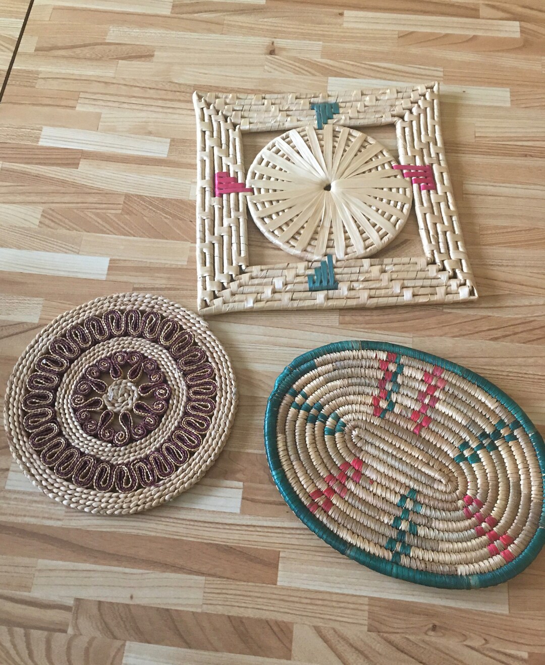 Vintage Rattan Wicker Trivets Hot Plate Pads Set of 3 Etsy