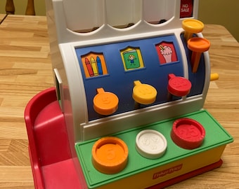 Vintage Fisher Price Cash Register with coins