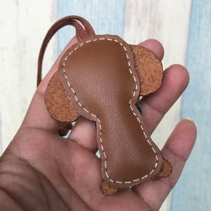 Small size Pudding the Poodle cowhide leather charm Brown image 2