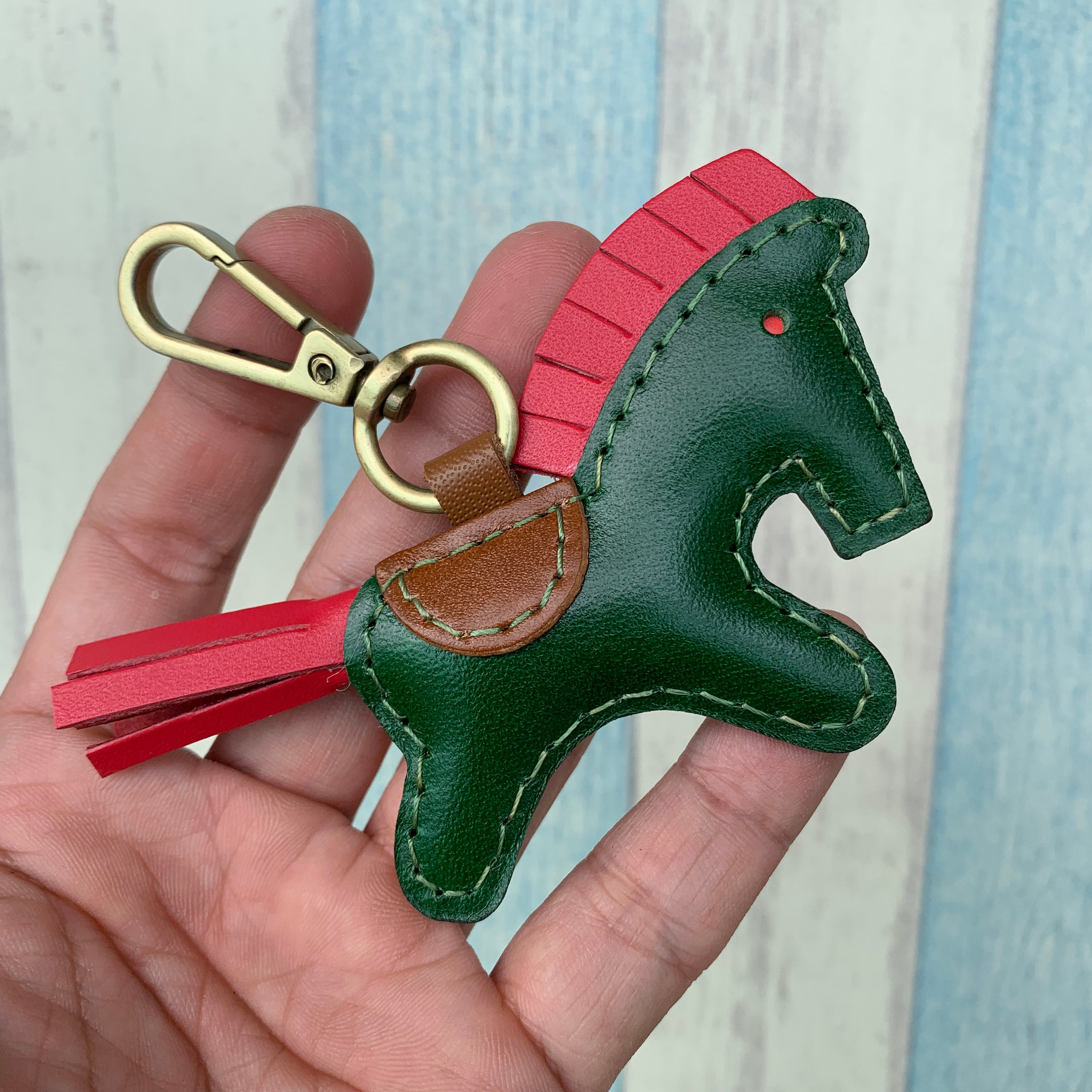 Small Size Beon the Leather Horse Keychain With Lobster 