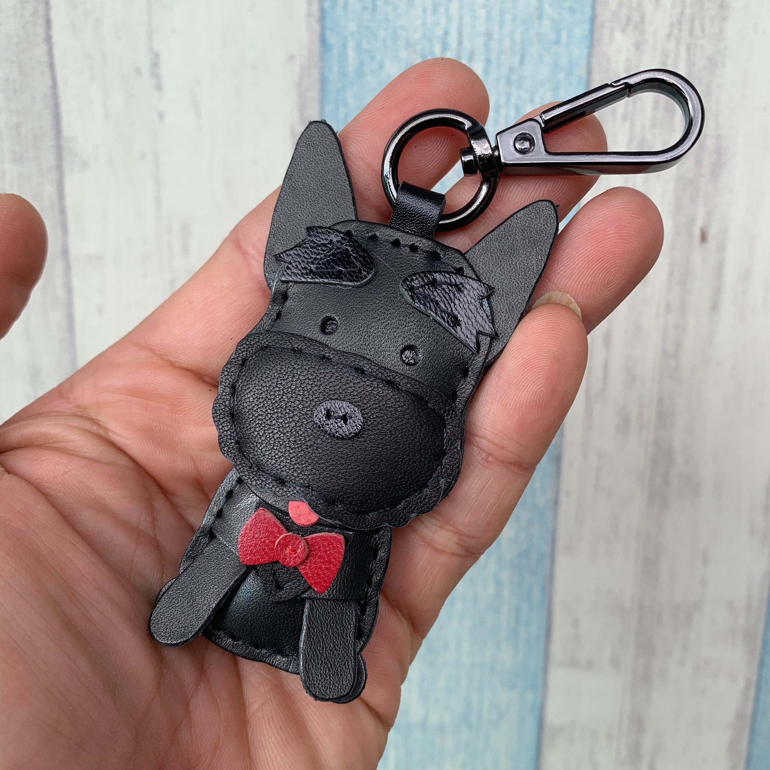 vuitton leather dog keychain