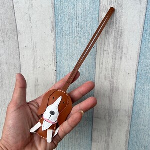 Small size Tanny the Beagle cowhide leather charm Brown image 4