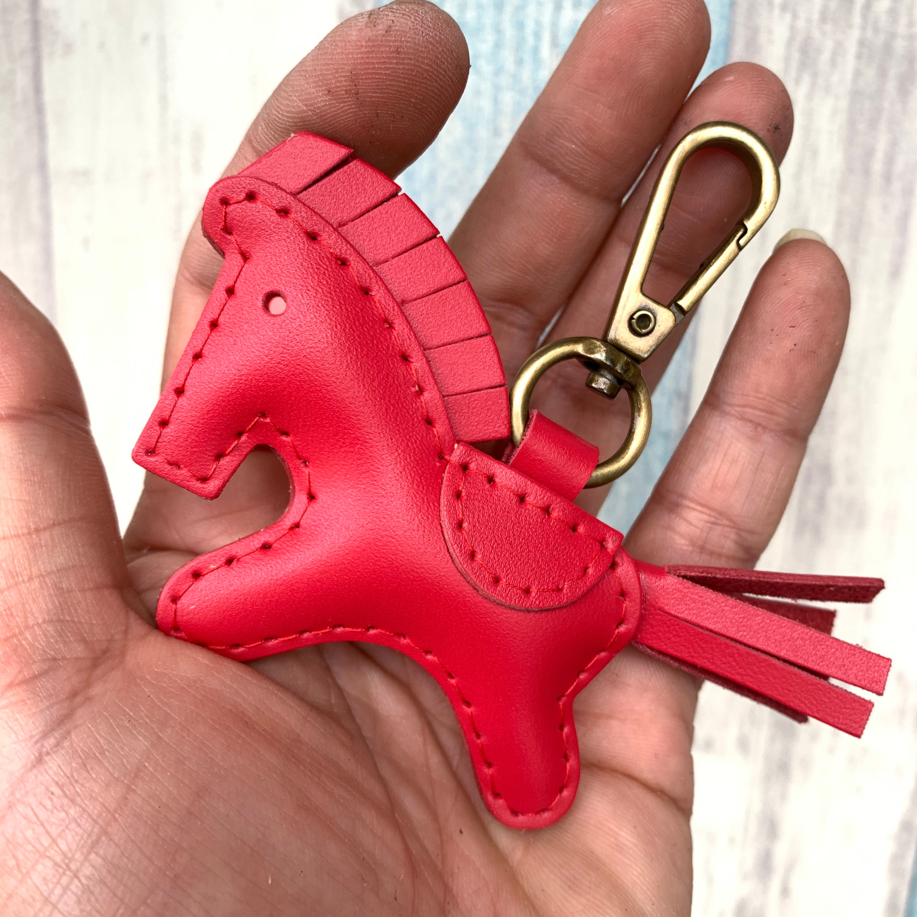 Small Size Beon the Leather Horse Keychain With Lobster 