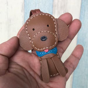 Small size Pudding the Poodle cowhide leather charm Brown image 1