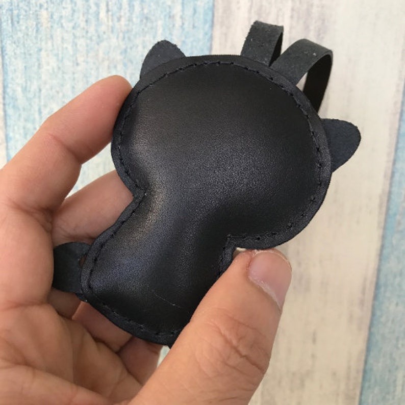 Small size Black white Cindy the Shiba Inu cowhide leather charm