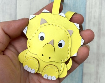 Small size - WeWe the Dinosaur leather bagcharm ( yellow )