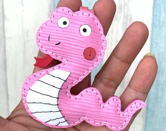 Small size - Joey the Snake epi leather charm ( Baby Pink )