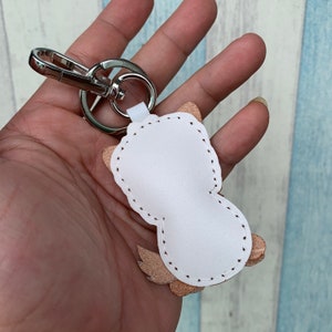 Small size Amber the Westie cowhide leather charm with lobster clasps version White image 2