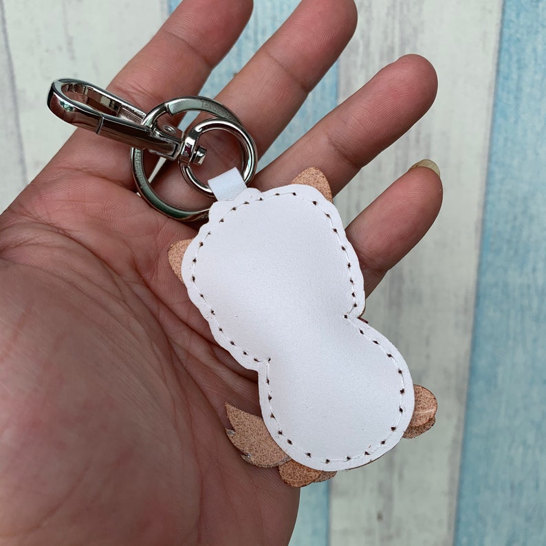 Small size Amber the Westie cowhide leather charm with lobster clasps version White
