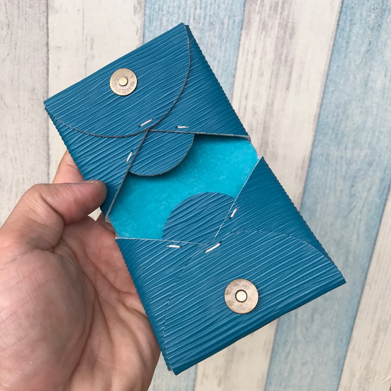 Epi leather coin pouch Teal