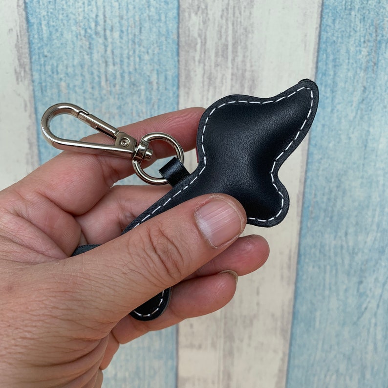 Annie the Dachshund cowhide leather charm with lobster clasps black Small size