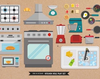 Pretend play bumper Printable kitchen, cooker, stove, cooking, fridge, washing, machine Activity role play decal for school or home school.