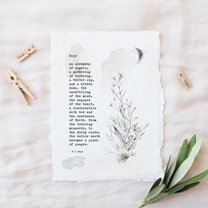 Fajr, Salah, Arredamento Islamico, Arte Poesia Originale Su Carta Fatta a Mano, Illustrazione e Tipografia Regalo
