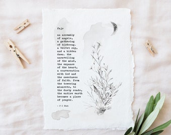 Fajr, Salah, Islamic Decor, Original Poetry Art On Handmade Paper, Illustration And Typography Gift