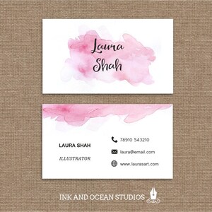 Agua elegante elegante imprimible color rosada tarjeta de visita, tarjeta de llamada para su negocio