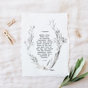 Inspirational, Original Poetry Art On Handmade Paper, Illustration And Typography Gift