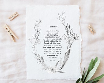 Inspirational, Original Poetry Art On Handmade Paper, Illustration And Typography Gift