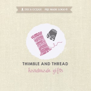 Boutique premade logo design for your business - Thimble and thread, sewing, crafts logo
