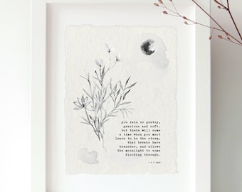Inspirational, Nature, Trees, Original Poetry Art On Handmade Paper, Illustration And Typography Gift