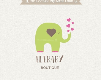 Boutique-logotypdesign för ditt företag - söt logotyp, söt elefant, i valfri färg